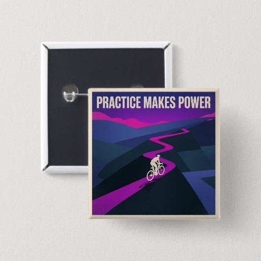 Practice Makes Power Vierkante Button 5,1 Cm (Voorkant /achterkant)