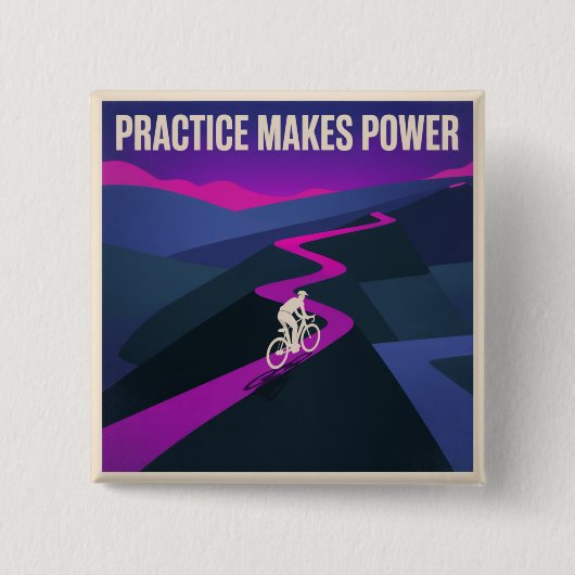 Practice Makes Power Vierkante Button 5,1 Cm (Voorkant)