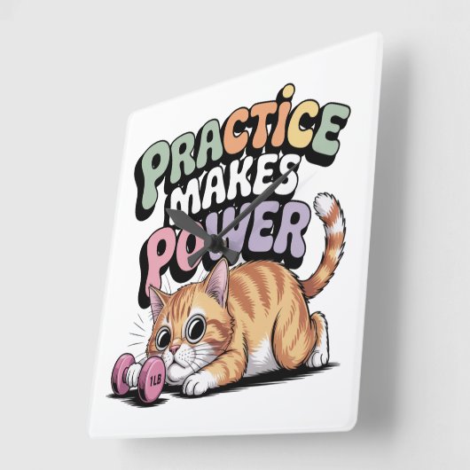 Practice Makes Power Vierkante Klok (Hoek)