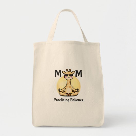 Practicing Patience | Funny Zen Giraffe Mom Tote Bag (Voorkant)