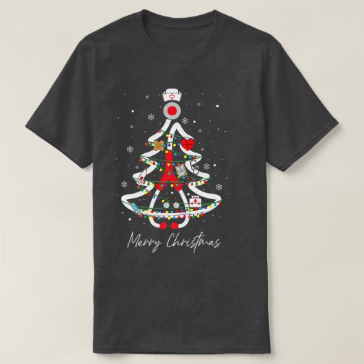 Practitioners Yuletide Nurse Tree Stethoscope Xmas T-shirt (Design voorkant)