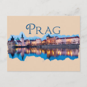 Prag: Evening Skyline Briefkaart