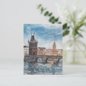 Prag - schilderij Charles bridge Briefkaart (Staand voorkant)