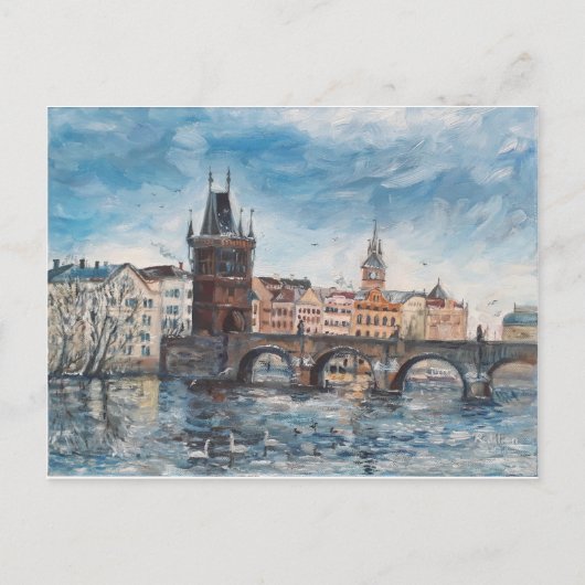 Prag - schilderij Charles bridge Briefkaart (Voorkant)