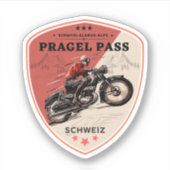 Pragel Pass Zwitsers-Alpen motortour Sticker (Voorkant)
