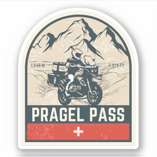 Pragel Pass Zwitsers-Alpen motortour Sticker (Voorkant)