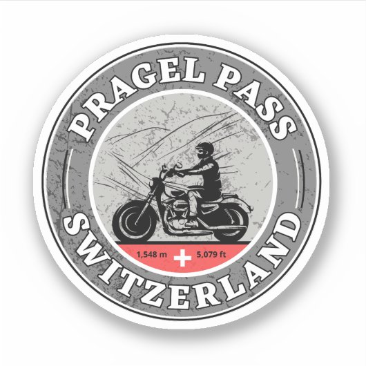 Pragel Pass Zwitsers-Alpen motortour Sticker (Voorkant)