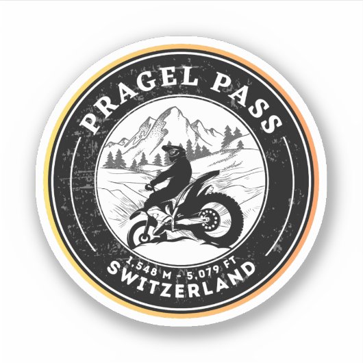 Pragel Pass Zwitsers-Alpen motortour Sticker (Voorkant)