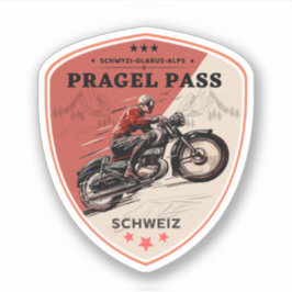 Pragelpas Zwitserse Alpen motorfietstocht Sticker