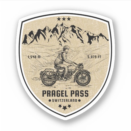 Pragelpas zwitserse-alpen motorfietstocht sticker (Voorkant)