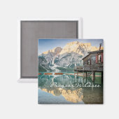 Pragser Wildsee in de Dolomieten in Italië Magneet (Voorkant / Achterkant)