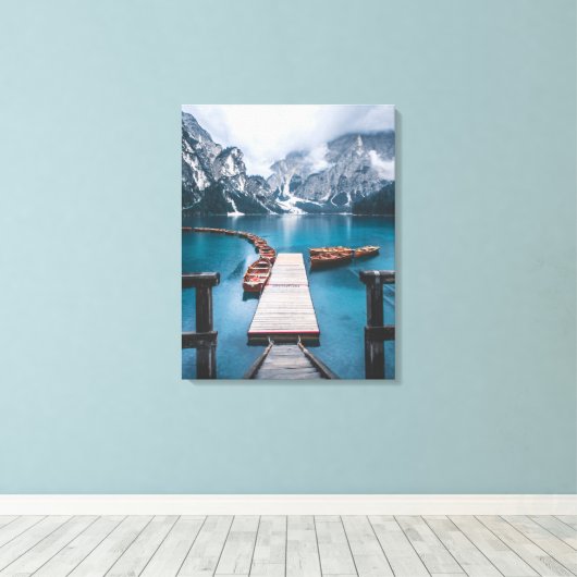 PRAGSER WILDSEE (LAKPRAGS), ZUID TYROL, ITALIË CANVAS AFDRUK (Insitu (Houten vloer))