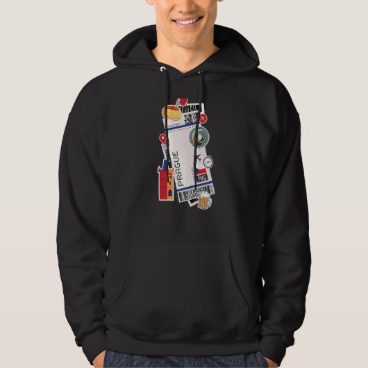 Prague Air Ticket Boarding Pass Plane Tsjechië Hoodie (Voorkant)