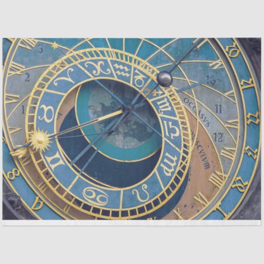 Prague Astrological Clock Decoupage Sheet Tissuepapier (Voorkant)