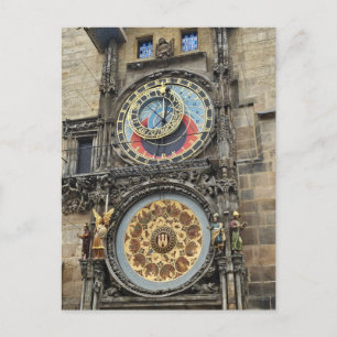 Prague astronomische klok close-up weergave op ans briefkaart