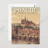 Prague Castle and charles Bridge Travel Briefkaart (Voorkant / Achterkant)