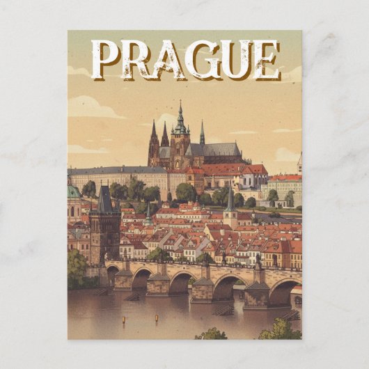 Prague Castle and charles Bridge Travel Briefkaart (Voorkant)