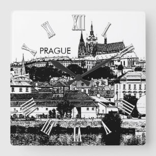 Prague Castle Drawing, St. Vitus Cathedral, Tsjech Vierkante Klok