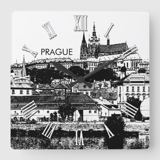 Prague Castle Drawing, St. Vitus Cathedral, Tsjech Vierkante Klok (Voorkant)