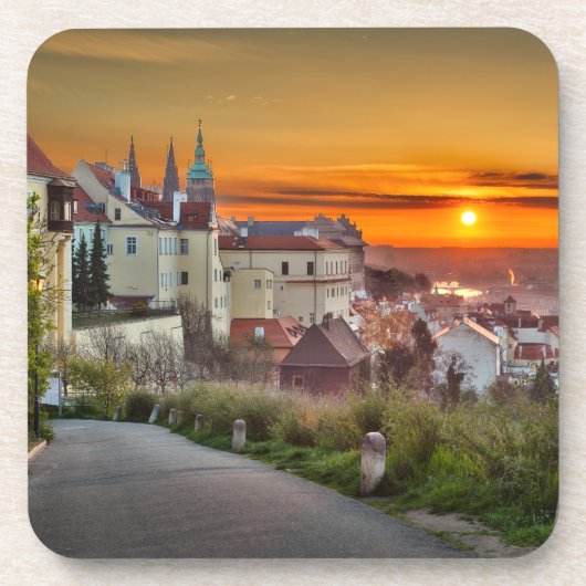 Prague Castle in the Morning Hard Plastic Coaster Bier Onderzetter (Voorkant)