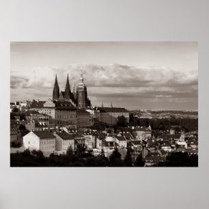 Prague Castle met Saint-Vituskathedraal in het Tsj Poster