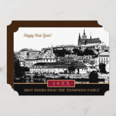 Prague Castle New Years Card, Prague Art  Holiday Feestdagenkaart (Voorkant / Achterkant)