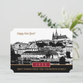 Prague Castle New Years Card, Prague Art  Holiday Feestdagenkaart (Staand voorkant)