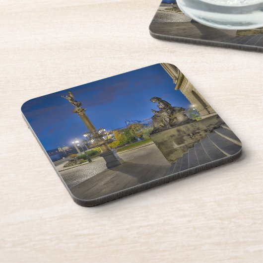 Prague Castle Night Hard Plastic Coaster Bier Onderzetter (Linkerzijde)
