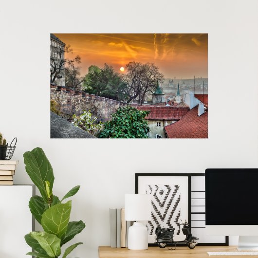 Prague Castle Stairs Morning Poster (Thuiskantoor)