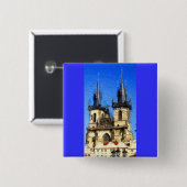 Prague Castle Vierkante Button 5,1 Cm (Voorkant /achterkant)
