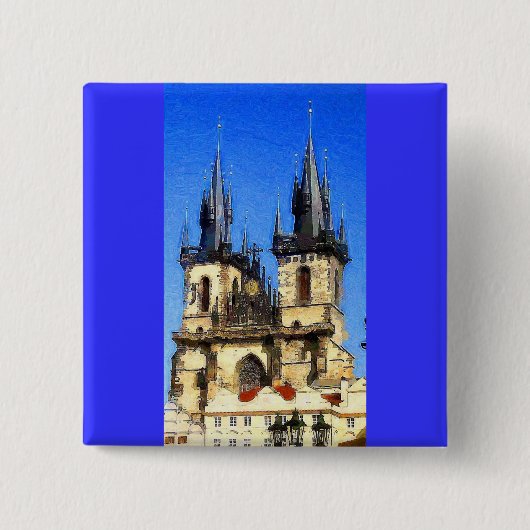 Prague Castle Vierkante Button 5,1 Cm (Voorkant)
