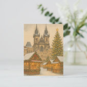 Prague Christmas Holiday Art Postcard – Winter  Briefkaart (Staand voorkant)