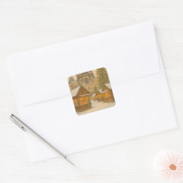 Prague Christmas Holiday Art – Winter  Vierkante Sticker