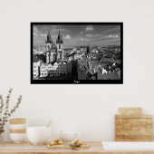 Prague Cityscape (B&W) Poster (Keuken)