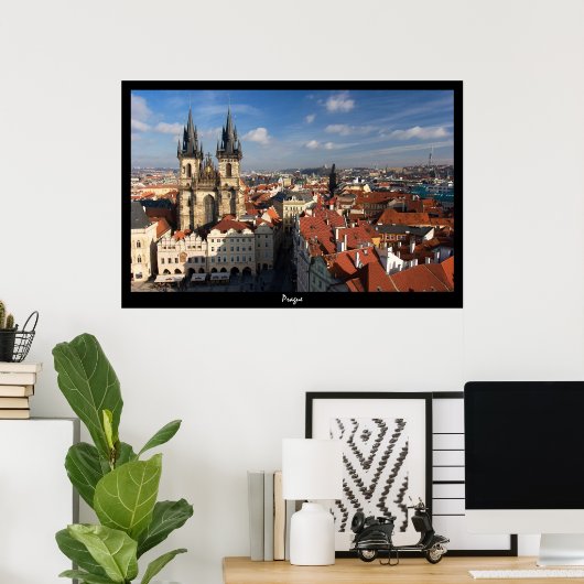 Prague Cityscape Poster (Thuiskantoor)