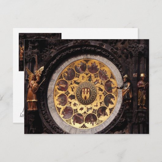 Prague Clock Decoration Briefkaart (Voorkant / Achterkant)