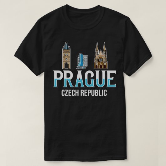 Prague Czech Republic City Skyline Map Travel  T-shirt (Design voorkant)