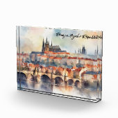 Prague Czech Republic Watercolor Panorama View Fotoblokken (Rechts)