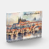 Prague Czech Republic Watercolor Panorama View Fotoblokken (Links)