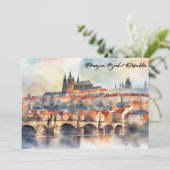 Prague Czech Republic Watercolor Panorama View Kaart (Staand voorkant)