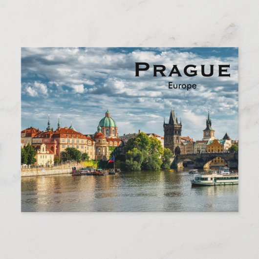 Prague Europe Vintage Travel Toerisme Toevoegen Briefkaart (Voorkant)