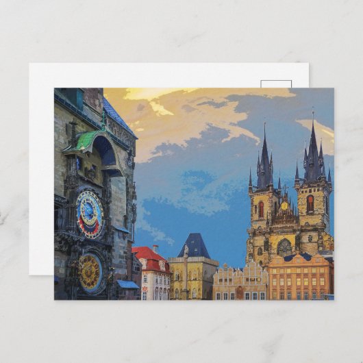 Prague Ewn Astronomical Clock Architecture Co. Briefkaart (Voorkant / Achterkant)