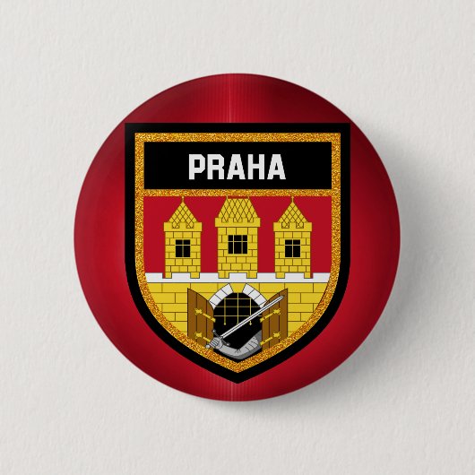 Prague Flag Ronde Button 5,7 Cm (Voorkant)