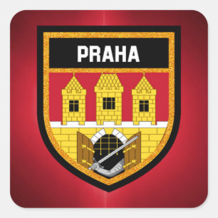 Prague Flag Vierkante Sticker