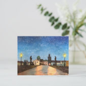 Prague in snow feestdagenkaart (Staand voorkant)