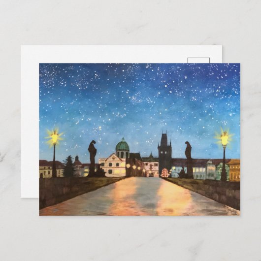 Prague in snow feestdagenkaart (Voorkant / Achterkant)