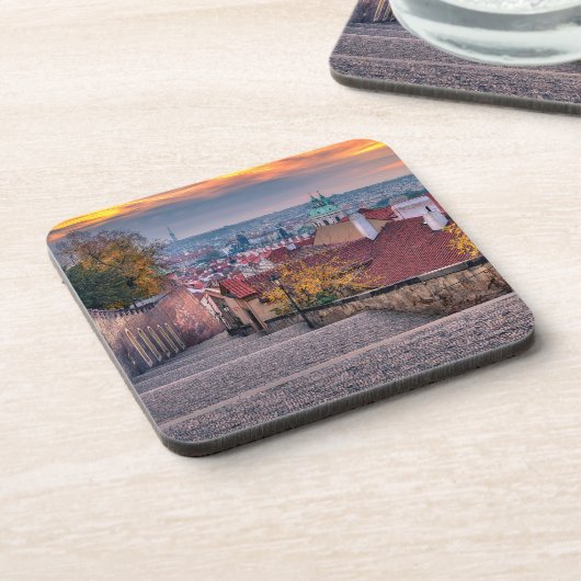 Prague in the Morning Hard Plastic Coaster Bier Onderzetter (Linkerzijde)