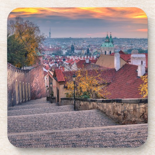 Prague in the Morning Hard Plastic Coaster Bier Onderzetter (Voorkant)