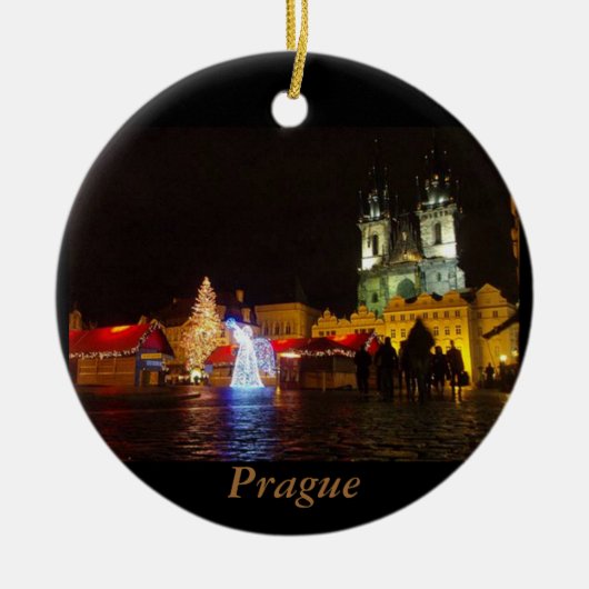 Prague Kerstnacht Reisversier Keramisch Ornament (Voorkant)