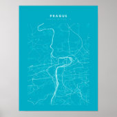 Prague Light Blue City Map Poster (Voorkant)